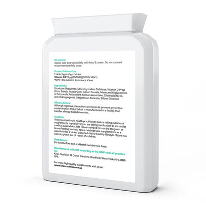 Vegan Vitamin D3 1000IU | Bone, Muscle & Immune Support | 180 Tablets